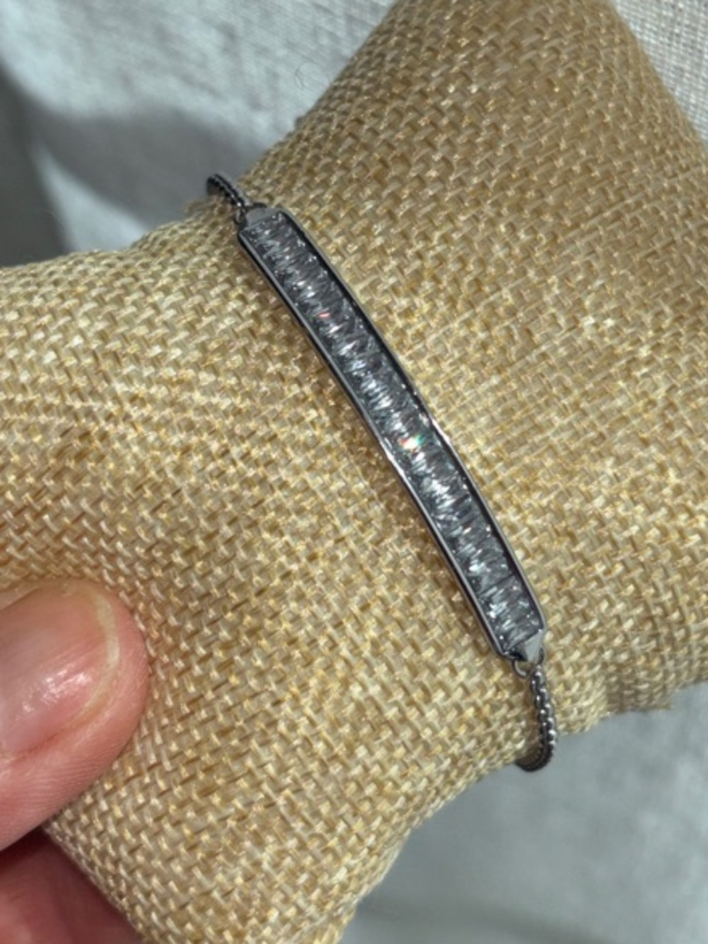 Park Lane “Austin” Silver Bar Bracelet with Pavé Crystals with Pull Closure